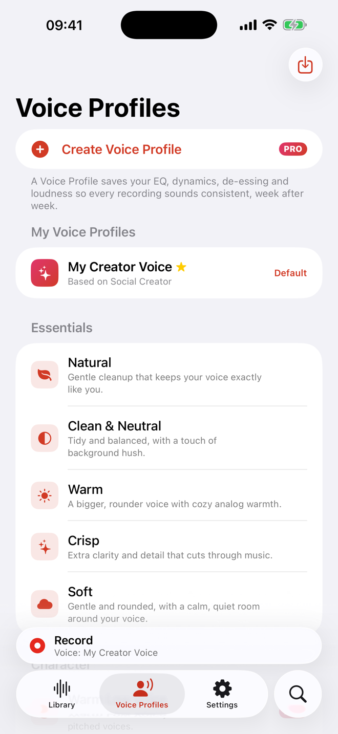 Voice Profiles and presets
